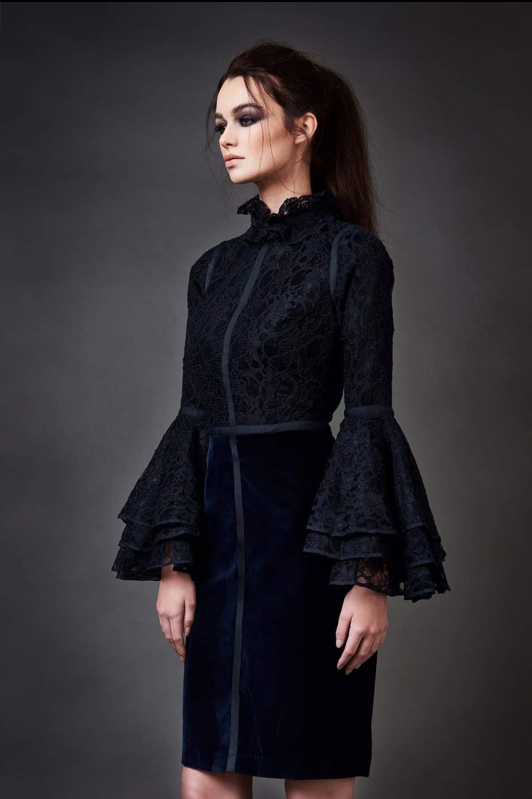Lace and velvet gown